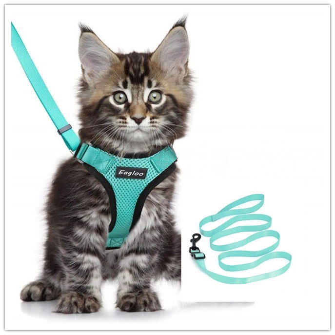 Escape-Proof Cat Harness & Car Seatbelt – Adjustable Reflective Mesh Vest
