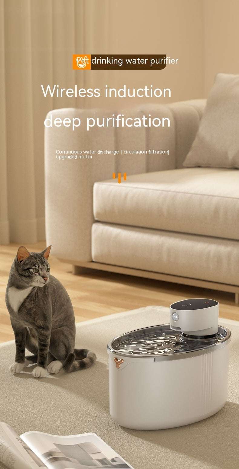 Smart Wireless Pet Water Fountain – Silent Cat & Dog Dispenser
