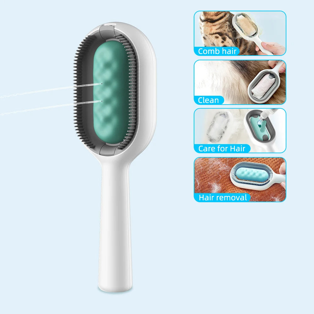 4-in-1 Cat Hair Brush with Water Tank – Double-Sided Grooming Comb
