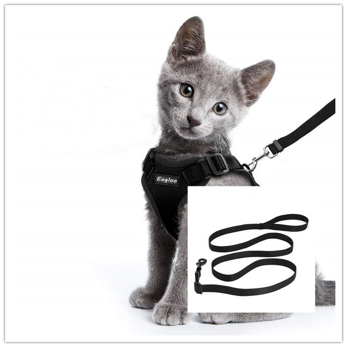 Escape-Proof Cat Harness & Car Seatbelt – Adjustable Reflective Mesh Vest