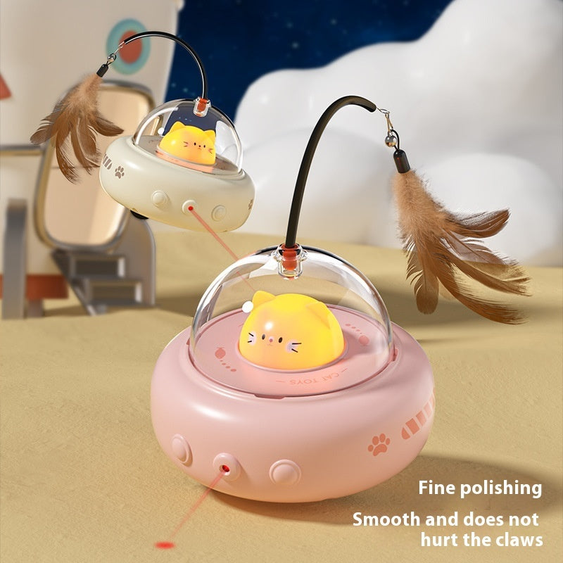 Electric UFO Cat Teaser Toy – Interactive Feather & Bell Trainer