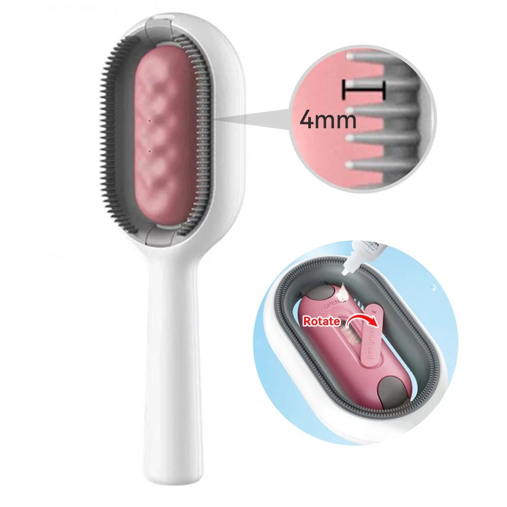 4-in-1 Cat Hair Brush with Water Tank – Double-Sided Grooming Comb
