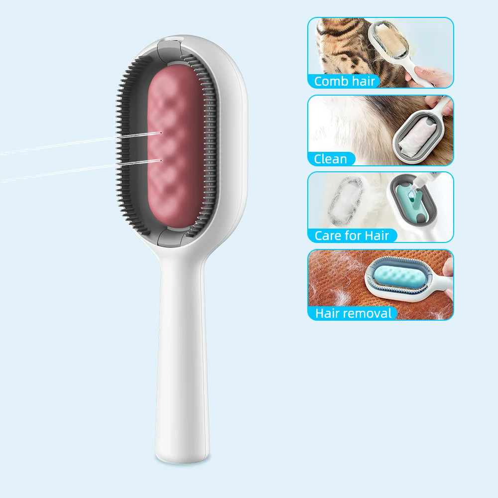 4-in-1 Cat Hair Brush with Water Tank – Double-Sided Grooming Comb