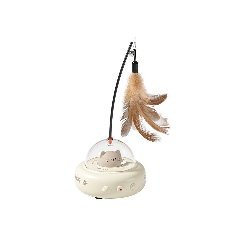 Electric UFO Cat Teaser Toy – Interactive Feather & Bell Trainer