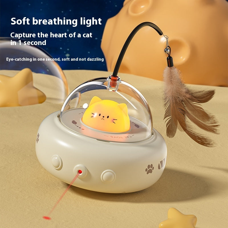 Electric UFO Cat Teaser Toy – Interactive Feather & Bell Trainer