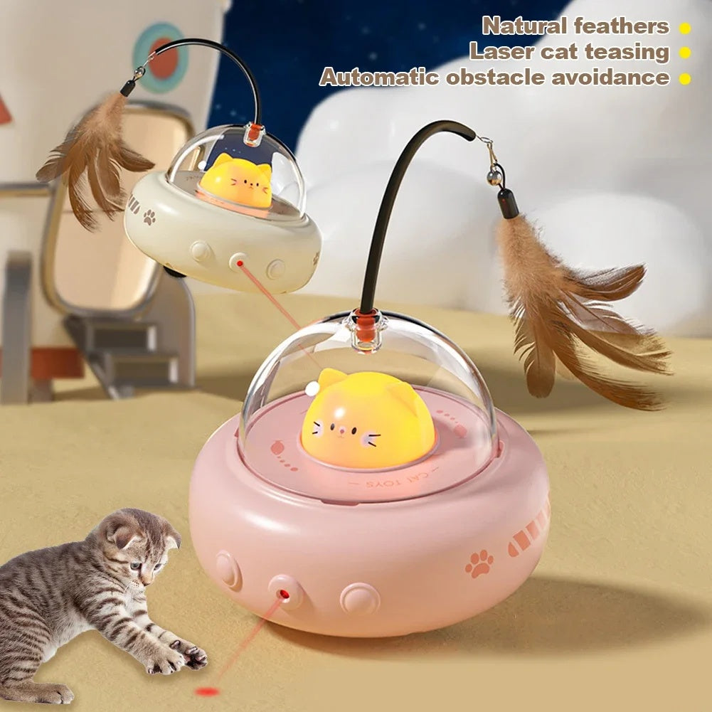 Electric UFO Cat Teaser Toy – Interactive Feather & Bell Trainer