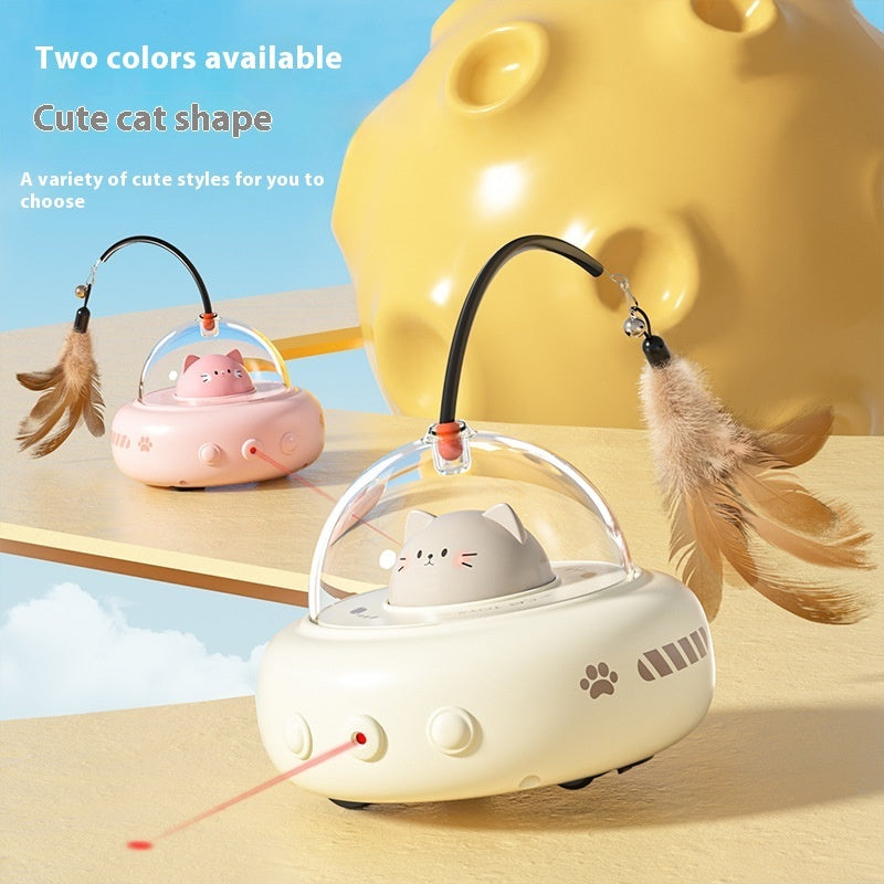 Electric UFO Cat Teaser Toy – Interactive Feather & Bell Trainer