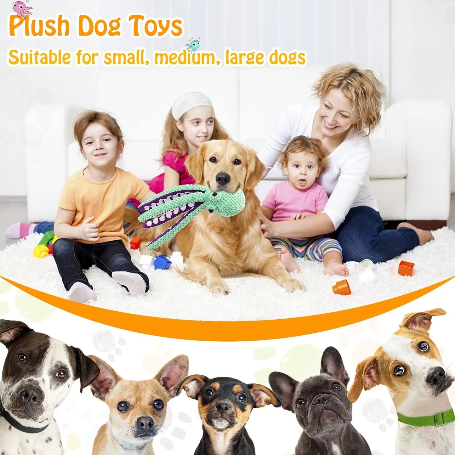 Interactive Plush Chew Toy – Voice Octopus for Dogs & Cats