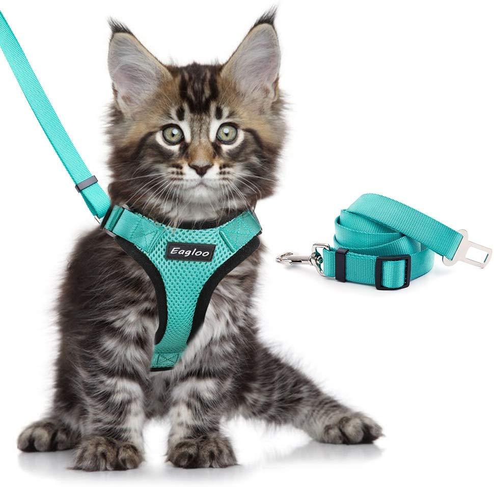 Escape-Proof Cat Harness & Car Seatbelt – Adjustable Reflective Mesh Vest