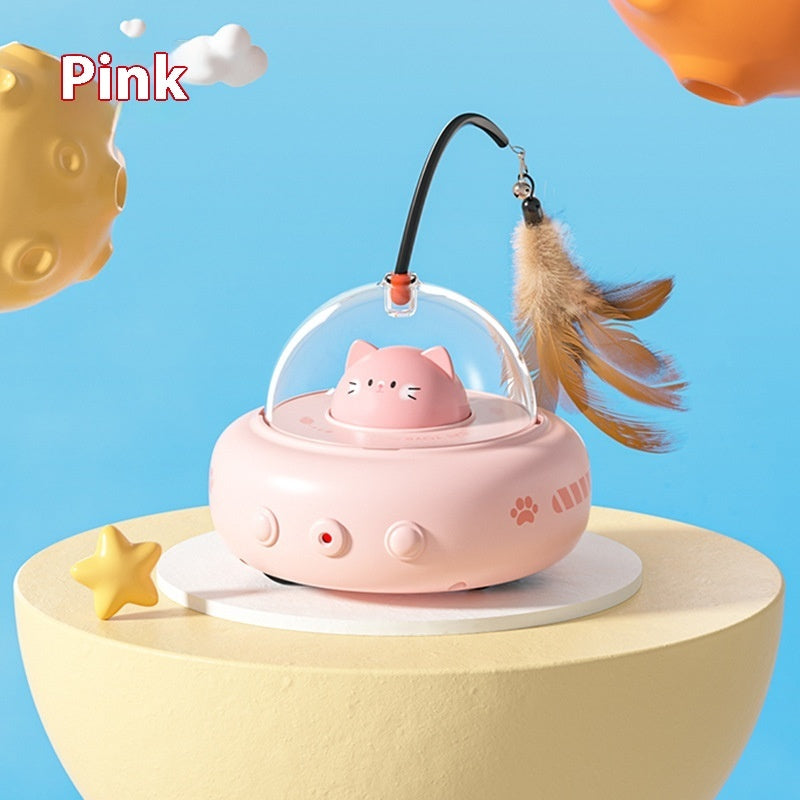 Electric UFO Cat Teaser Toy – Interactive Feather & Bell Trainer