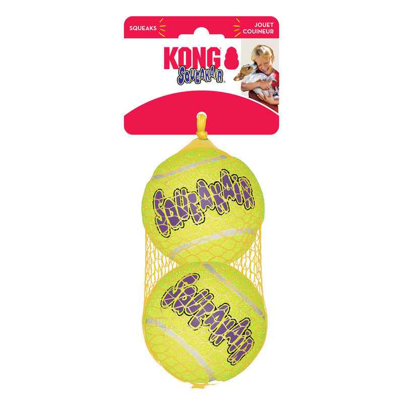 KONG Air Squeaker Tennis Dog Ball – Large 8cm (2 Pack)