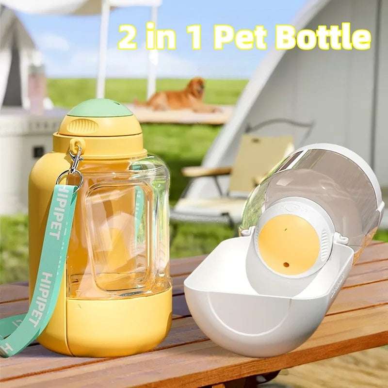 2-in-1 Portable Pet Water & Food Bottle – Travel Cup for Dogs & Cats