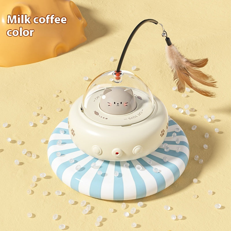 Electric UFO Cat Teaser Toy – Interactive Feather & Bell Trainer