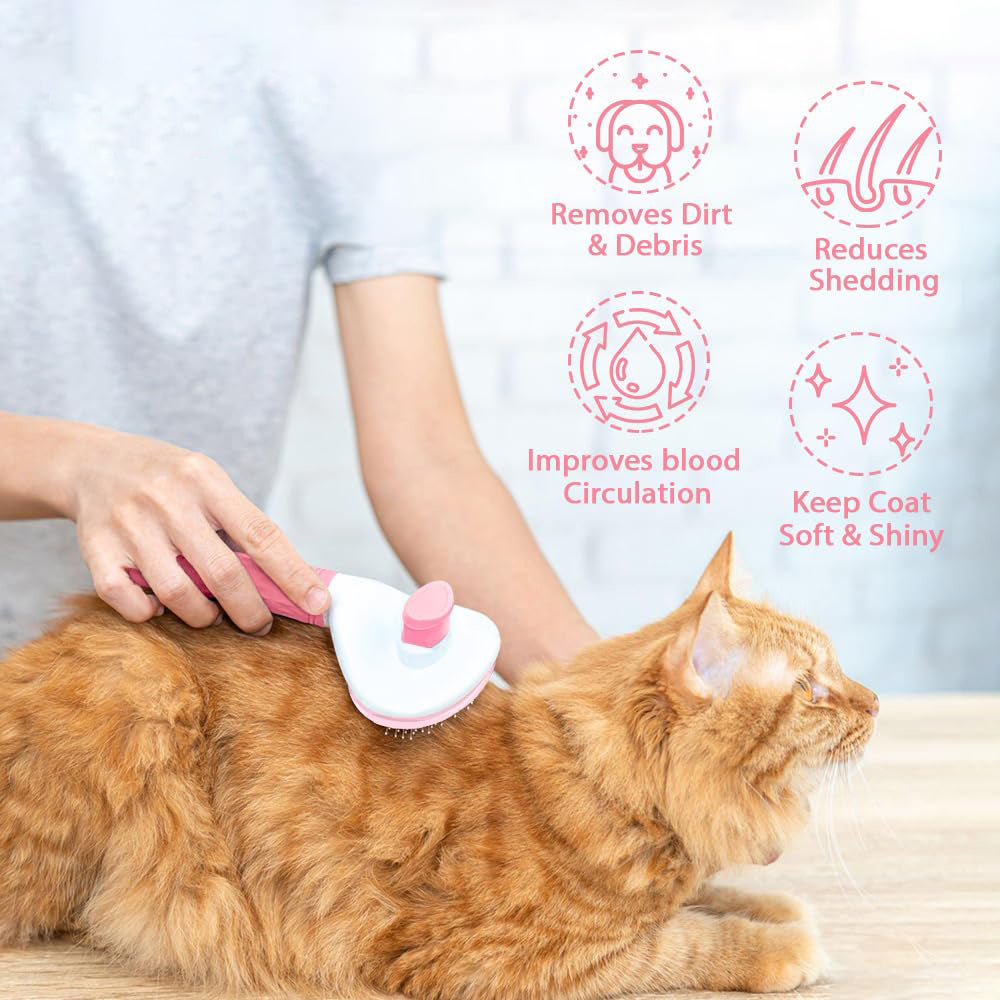 Self-Cleaning Cat Brush – Hair Removal Tool for Long & Short Fur
